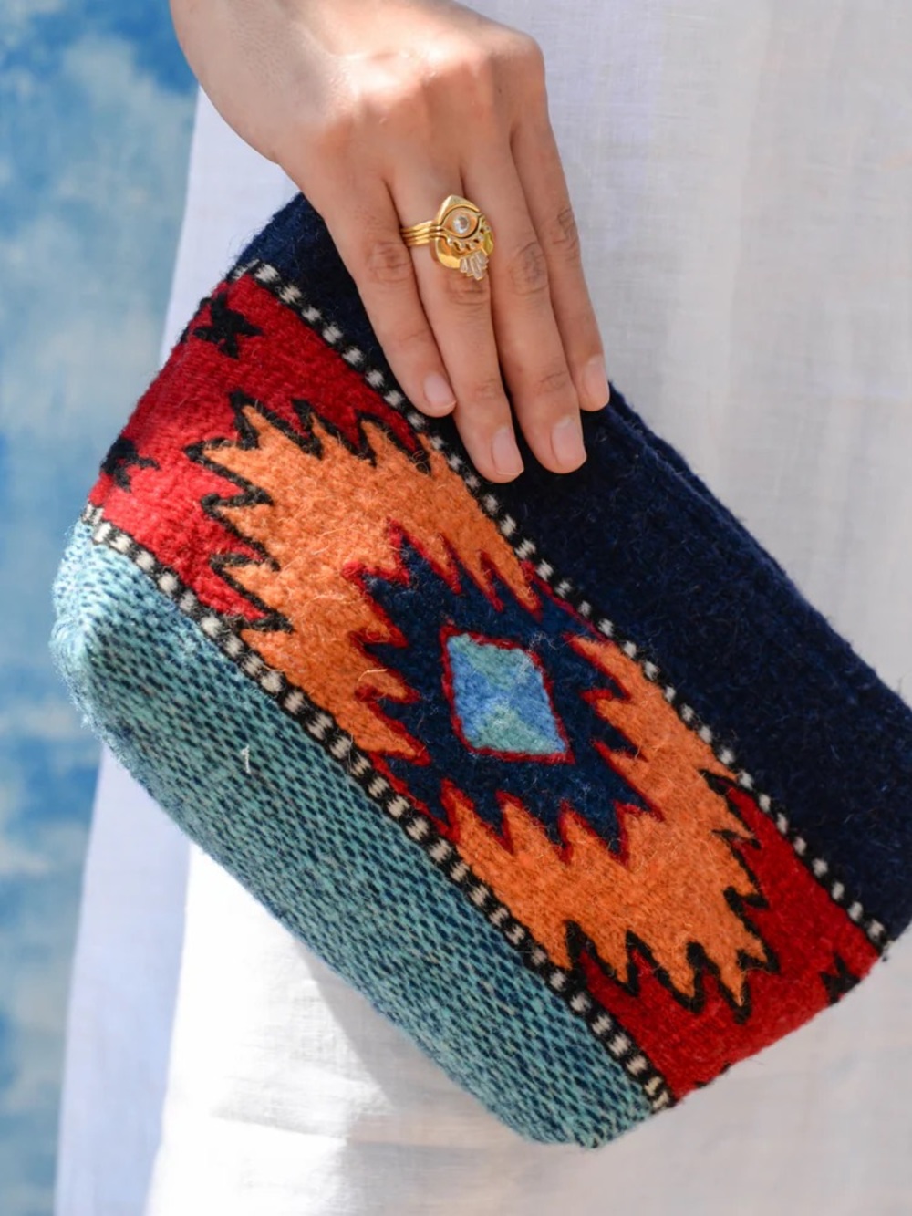 MZ Made Eagle Eye Handwoven Wool Pouch - Picture 2 of 12